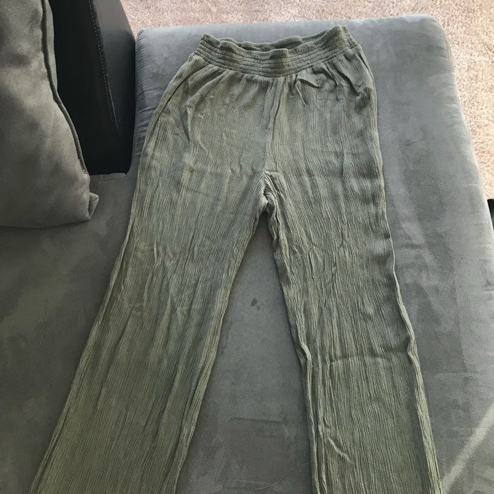 Dark Olive Green Forever21  Linen Pants